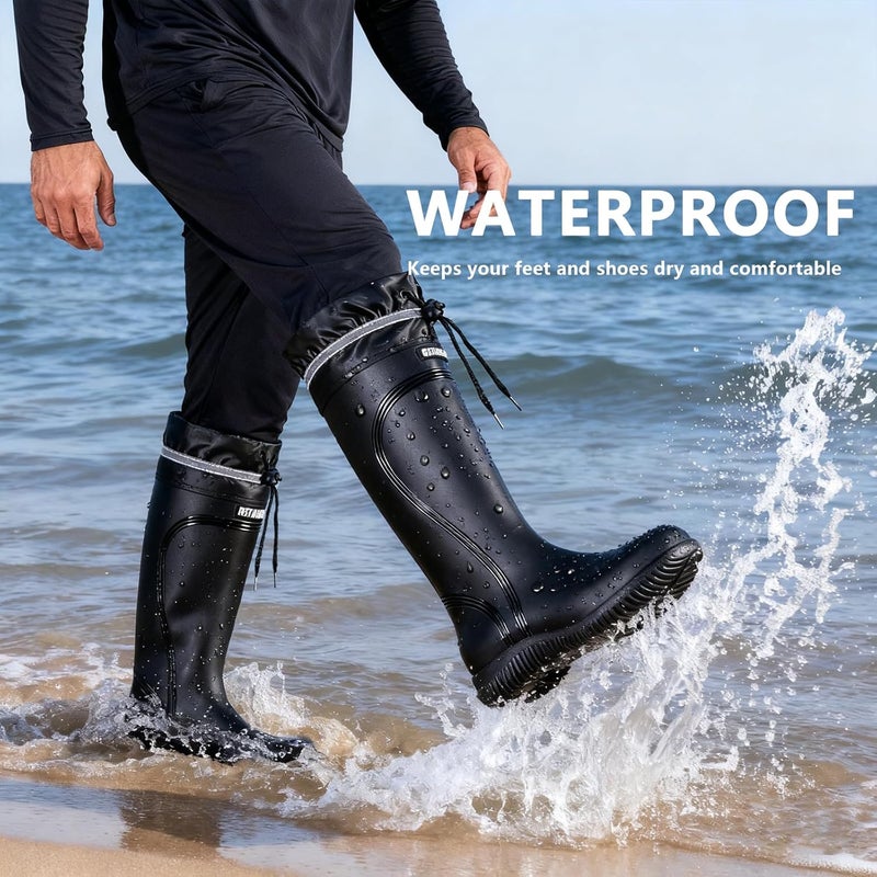 E KAINI Rain Boots for Men Waterproof Mens Knee High with PVC Rubber Boots Mens Mud Boots, Comfort Lightweight Gardening Fishing Shoes for Yard Farm Outdoor Work - Image 2
